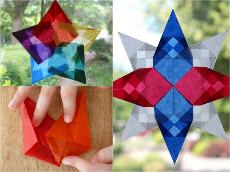 estrella de colores colorido papeles jardines plantas origami