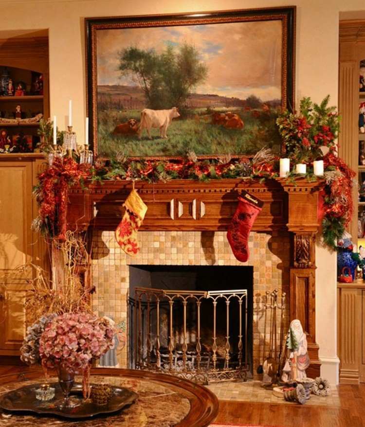 decorar chimenea adornos navideños