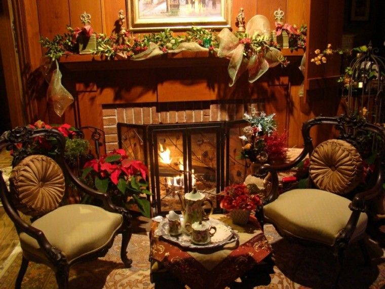 decoración chimenea navidad rustica