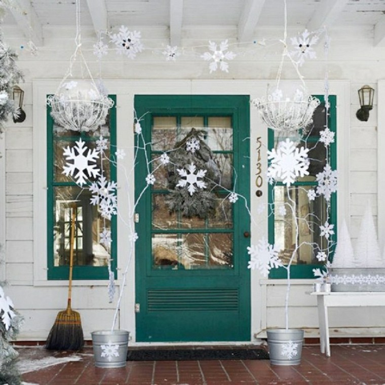 decoracion entrada navidad blanca