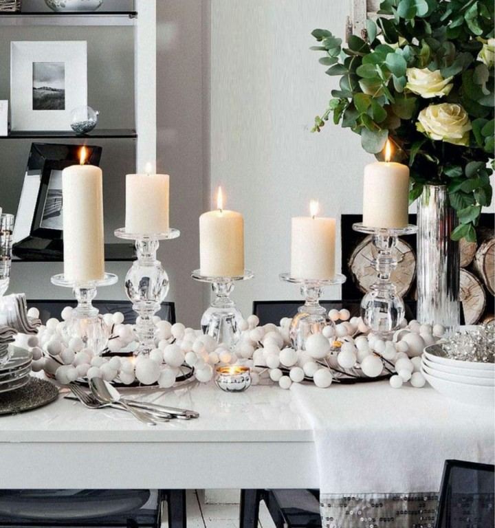 decorar mesa velas blancas