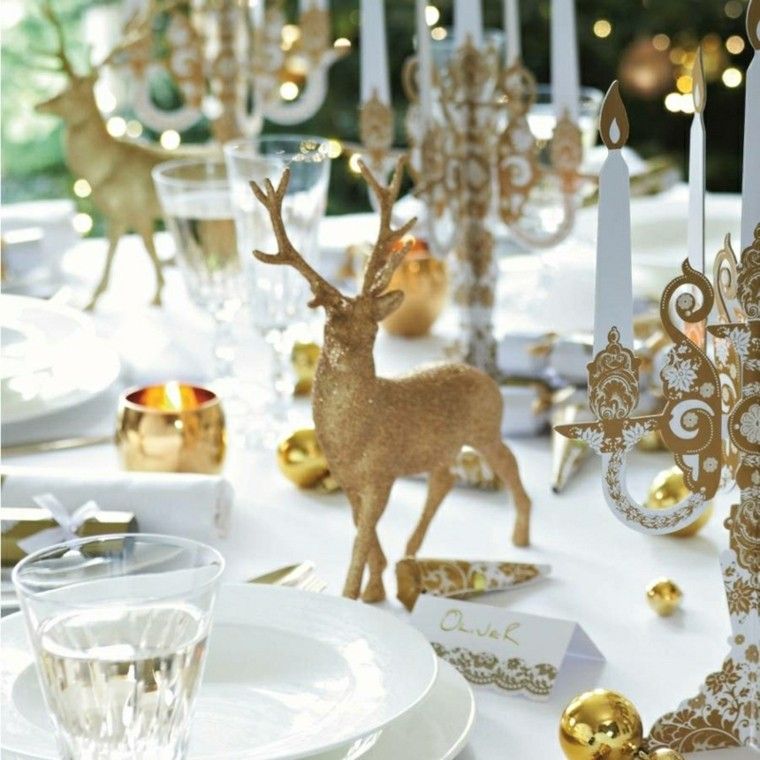 decorar mesa reno dorado