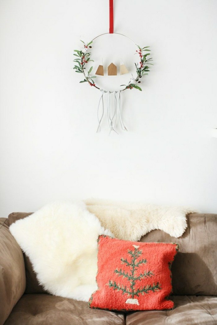 decoracion minimalista cojin arbol navidad