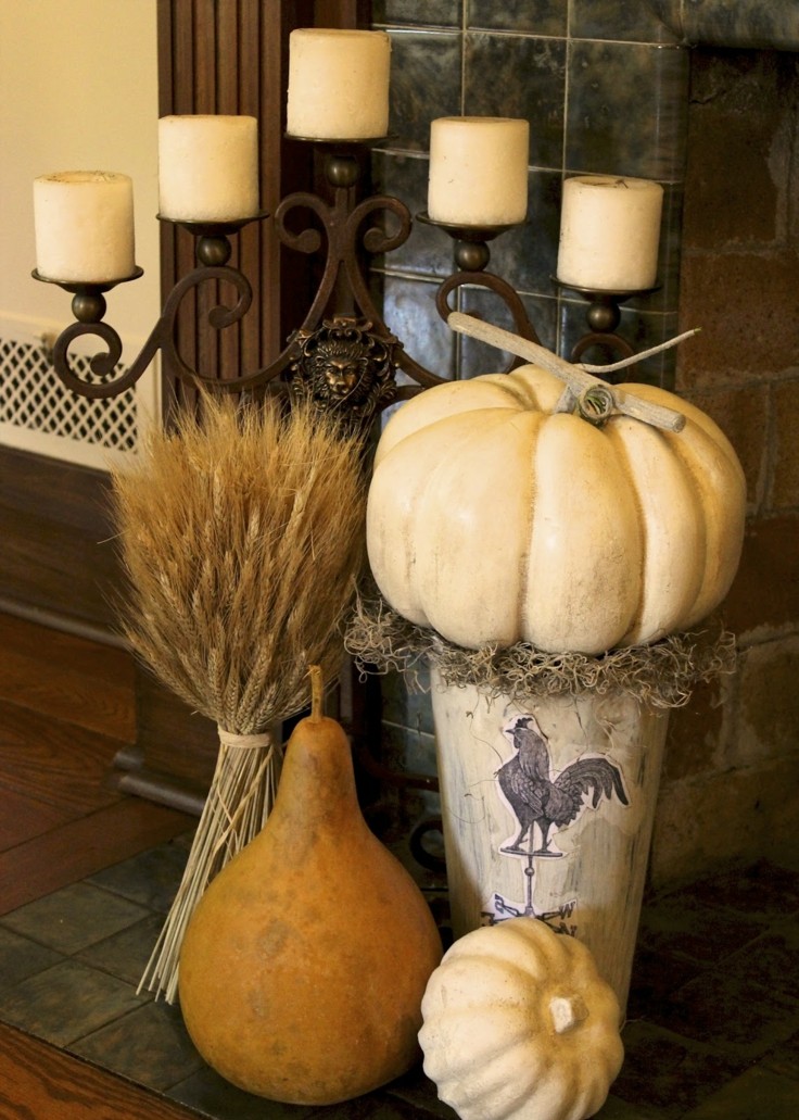 decoración otoño calabazas grandes