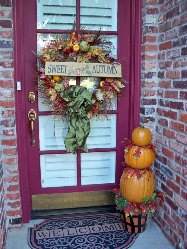 bonita decoración puerta otoño