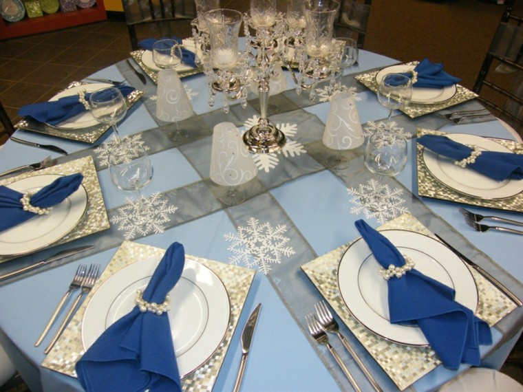 decorar mesa servilletas azules