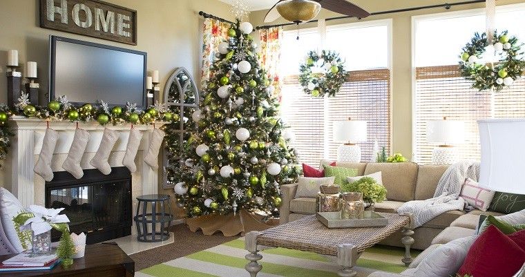 decoracion navidad colores vibrantes decorar casa salon moderno ideas