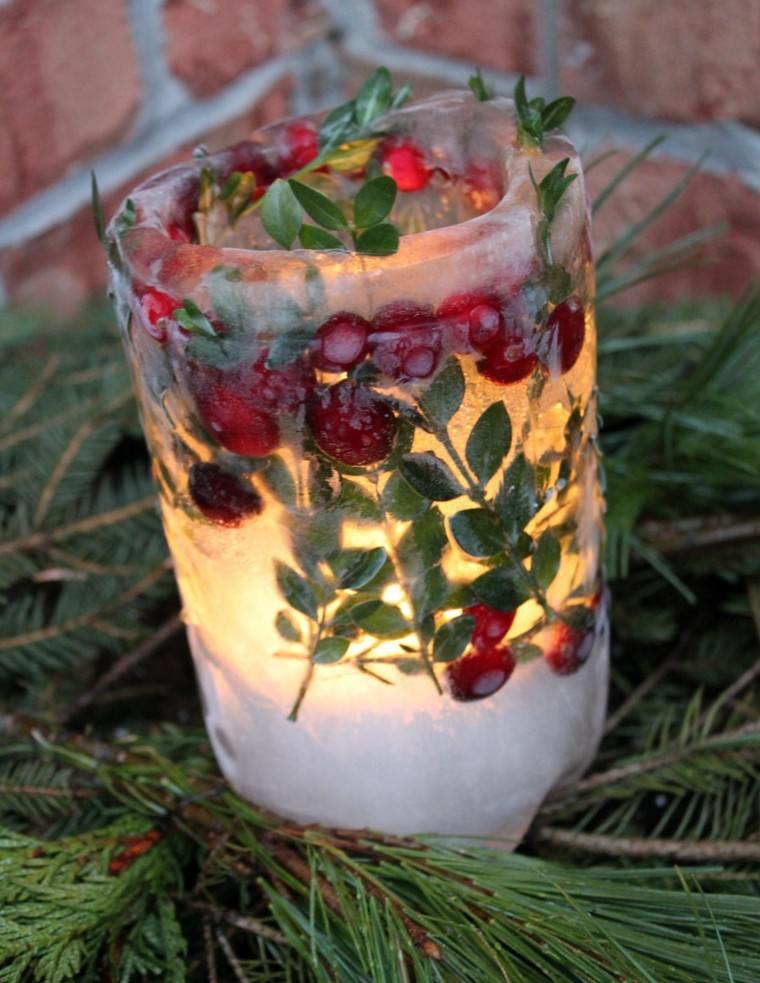 decoracion navidad candelabro frutas rojas ideas