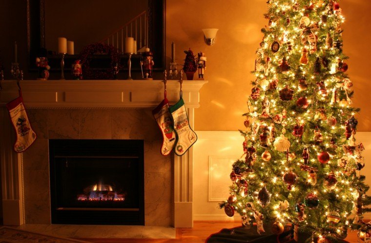 decoracion navideña chimeneas preciosa calzetines decorativos ideas