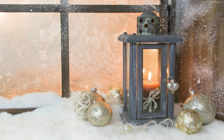 decoracion navideña ventana farola bolas navidad ideas