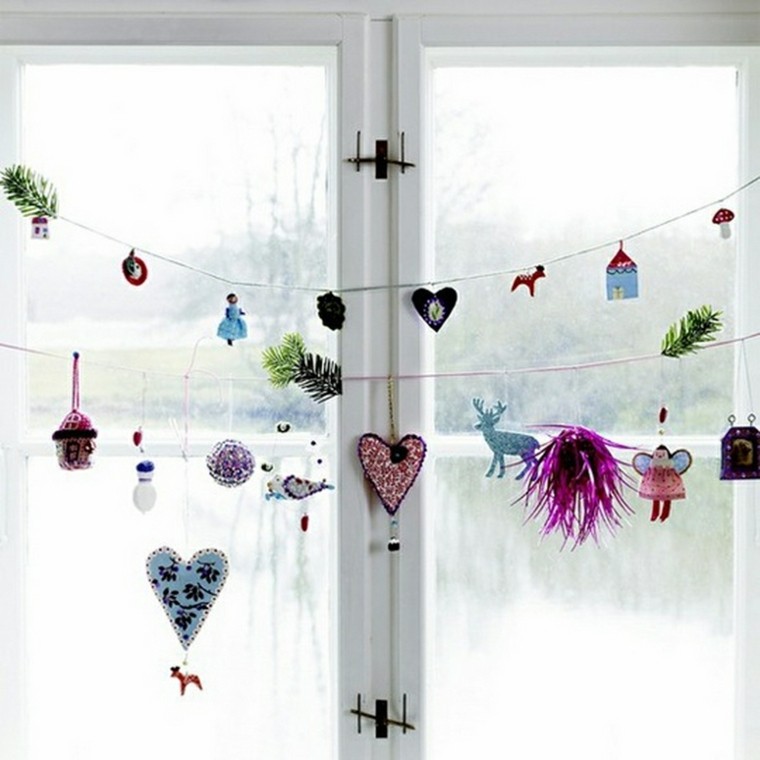 decoracion navideña ventanas corazones renos ideas