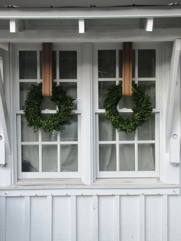 decoracion navidena ventanas guirnalda natural ideas