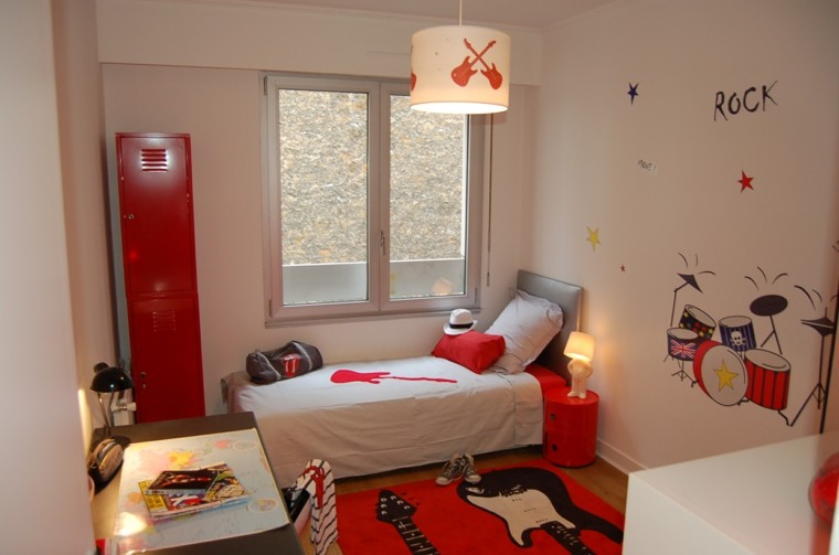 dormitorio juvenil ideas chico original alfombra roja ideas