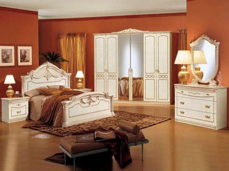dormitorio moderno paredes color otoño acogedor madera blanca ideas