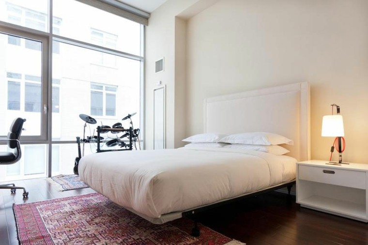 estilo dormitorio masculino elegante moderno cama blanca ideas
