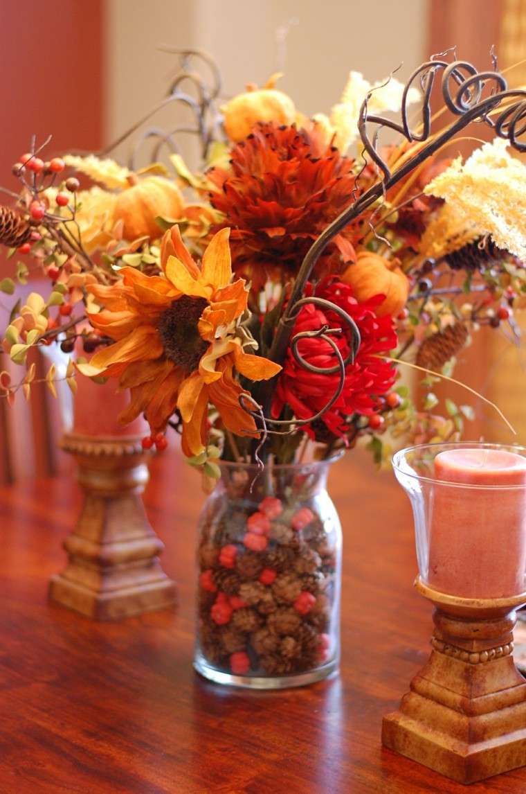 fotos de flores otono decorar casa centro mesa jarron cristal ideas