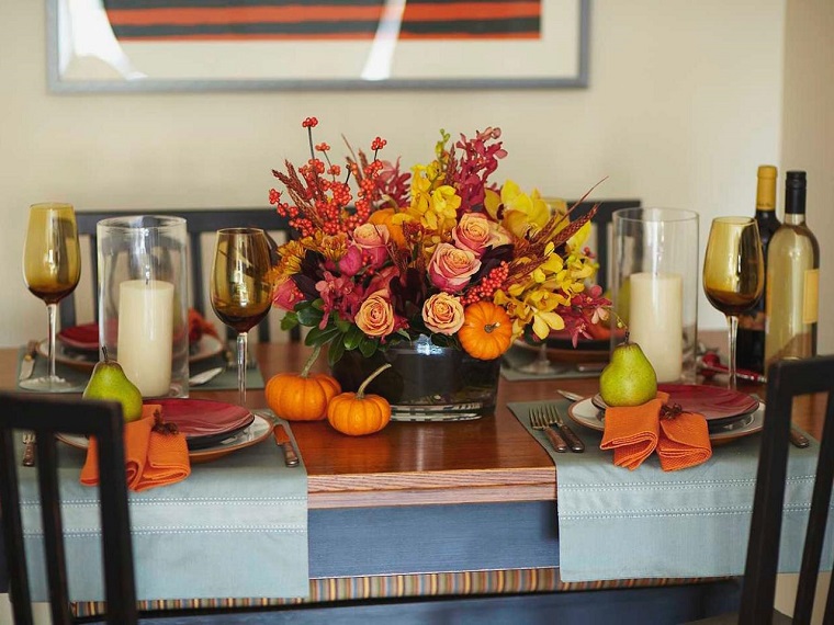 fotos flores otono decorar casa mesa comida decorada ideas