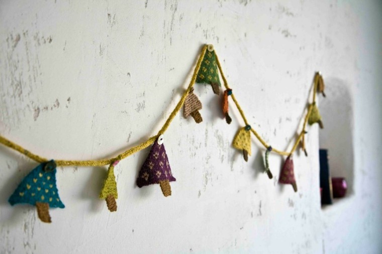 guirnalda navidad pequeños abetos tela 
