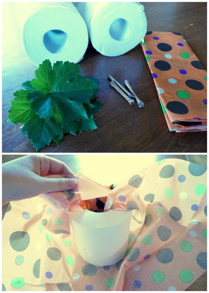 papel higienico convertido en calabaza en otoño ideas calabaza falsa manualidades decoracion otono papel colores moderna