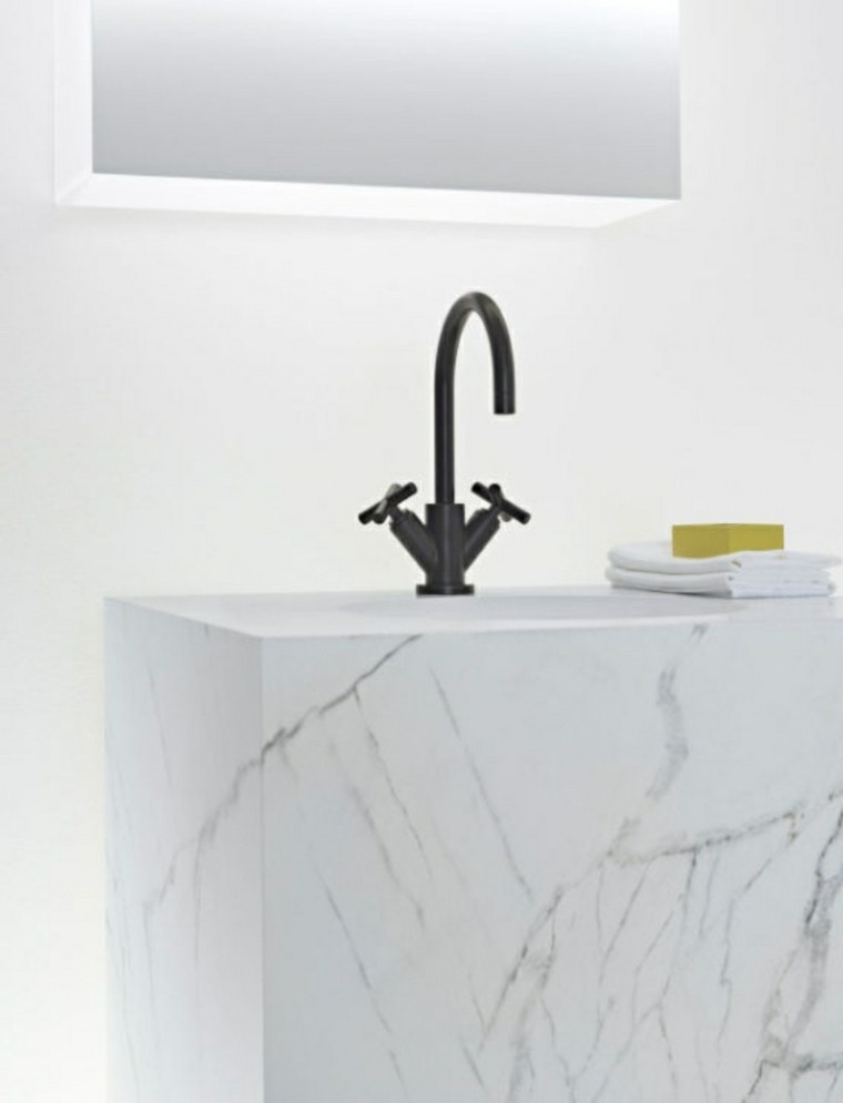 diseño lavabo marmol grifo negro