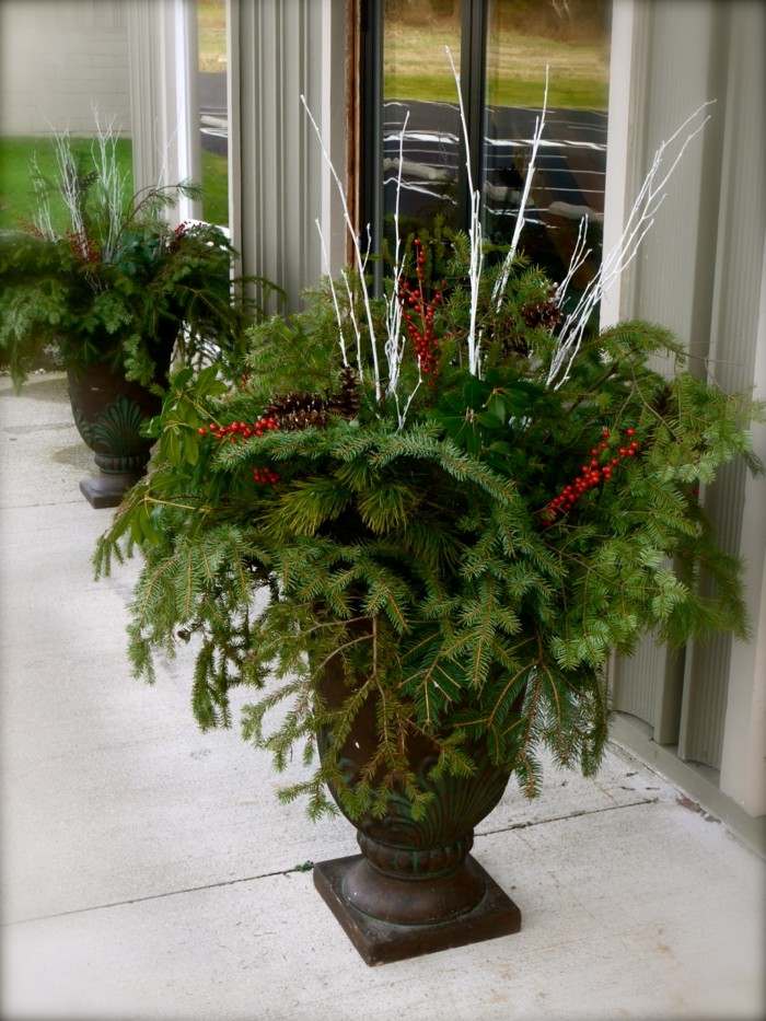 macetas adornos navideños plantas