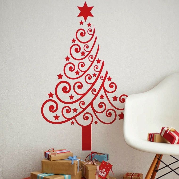 manualidades navideñas decoración hecha casa arbol pintado pared ideas