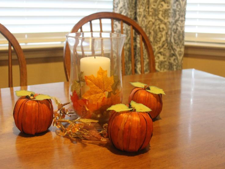 calabazas decorativas vela hojas