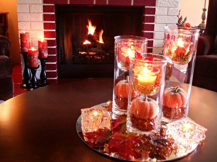 mesas de centro romantica chimenea fuego