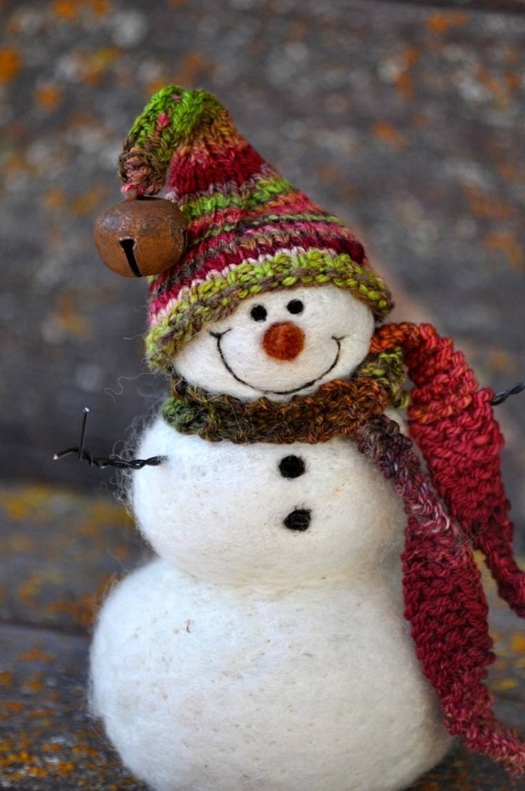 muñeco nieve mesa bufanda cascabel