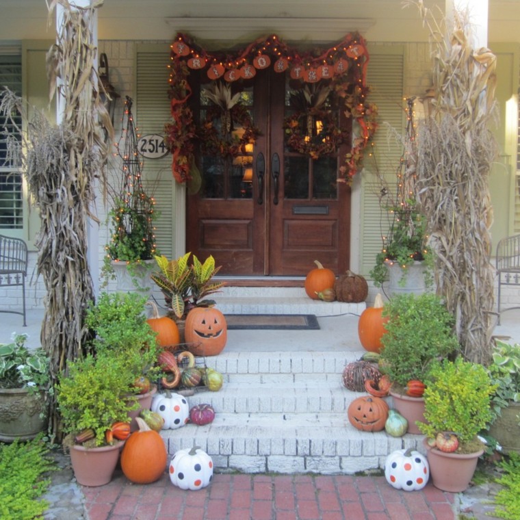 original decoración de entrada con calabazas original decoracion entrada puerta