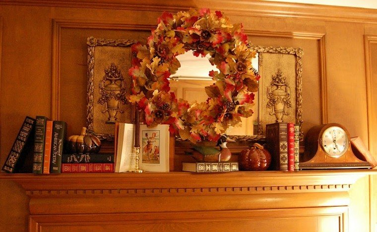 otoño chimeneas decoracion libros madera