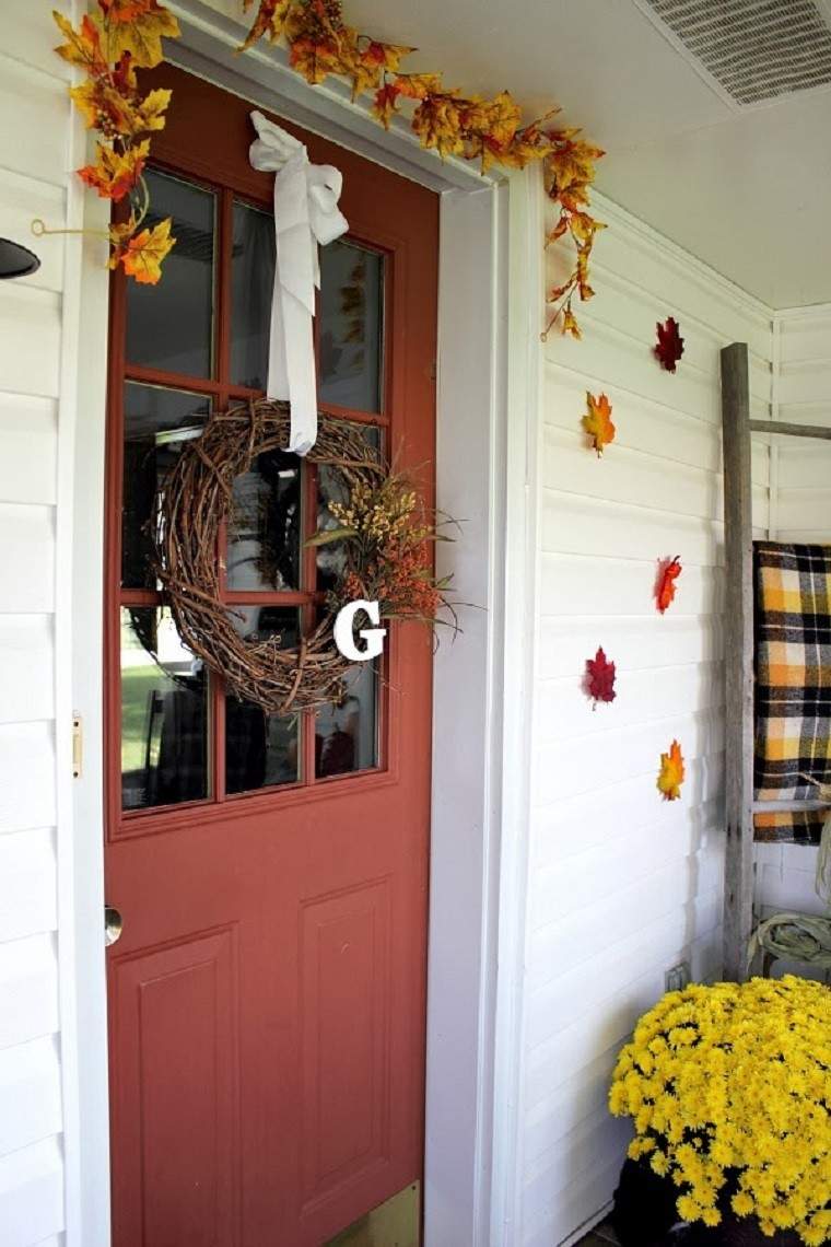 puerta decorada diseño estilo variante hojas