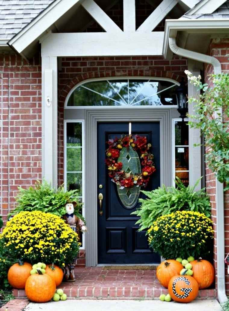 puerta entrada bonita deco otoño