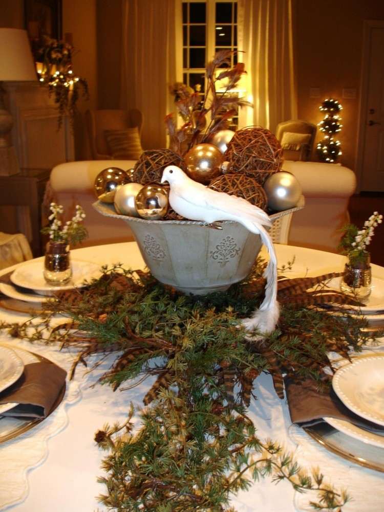 recetas decorar mesa navidad paloma plumas ideas