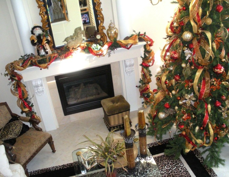 rojo oro adornos navidad arbol guirnaldas preciosas ideas