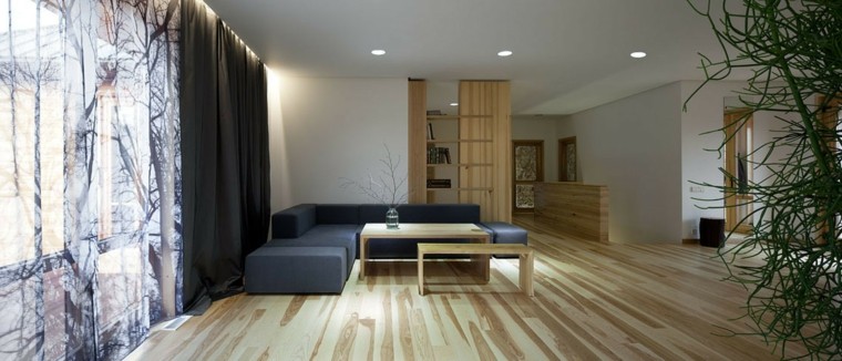 suelos de madera interiores cortinas natural