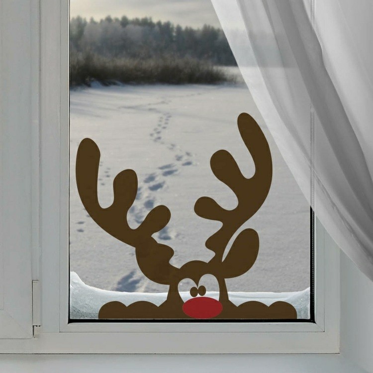 adornos navideños ventanas cortinas nieves