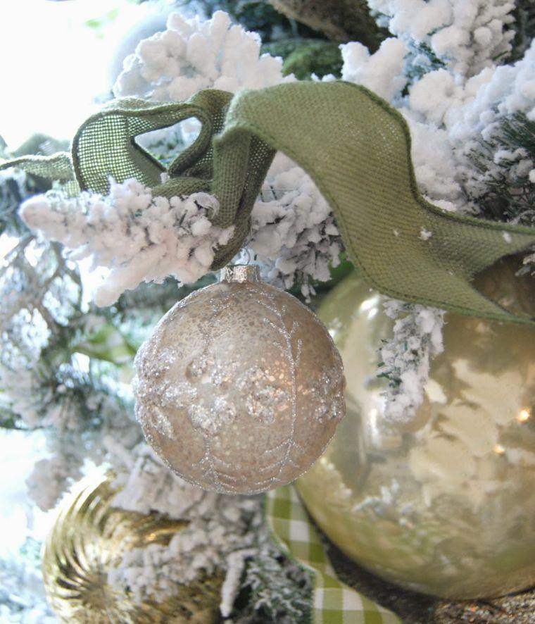 arbol navidad decoracion lazo blanco verde ideas
