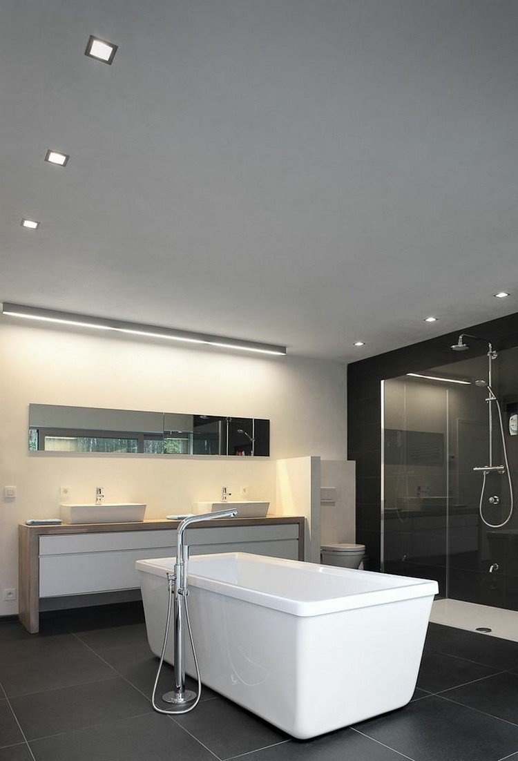 baño moderno techo gris