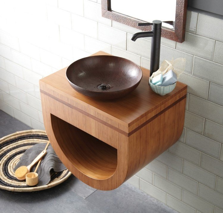 bambu muebles ideas baño lavabo espejo