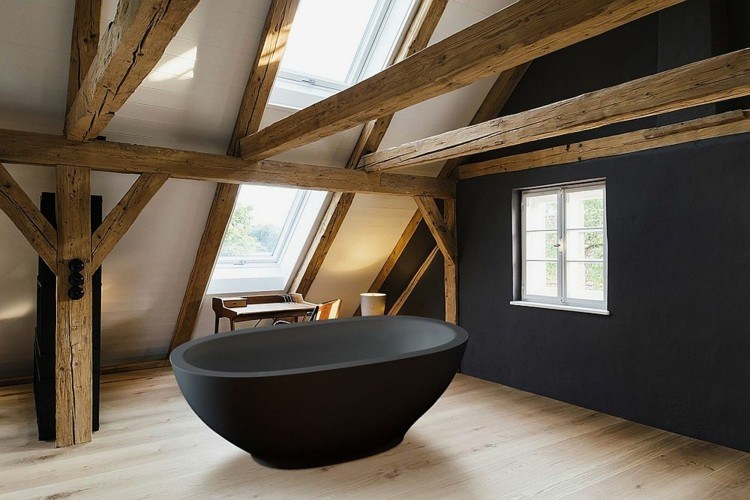 bañeras negras cuadros natural madera
