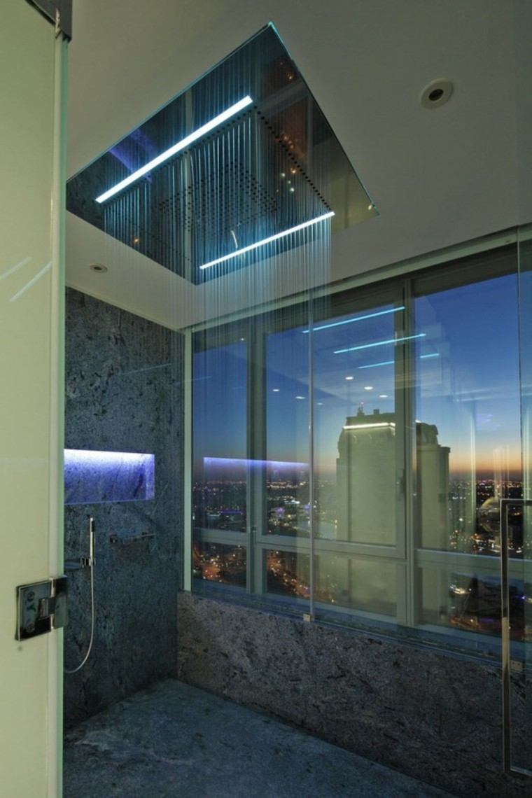 baños modernos con ducha ideas cascada led