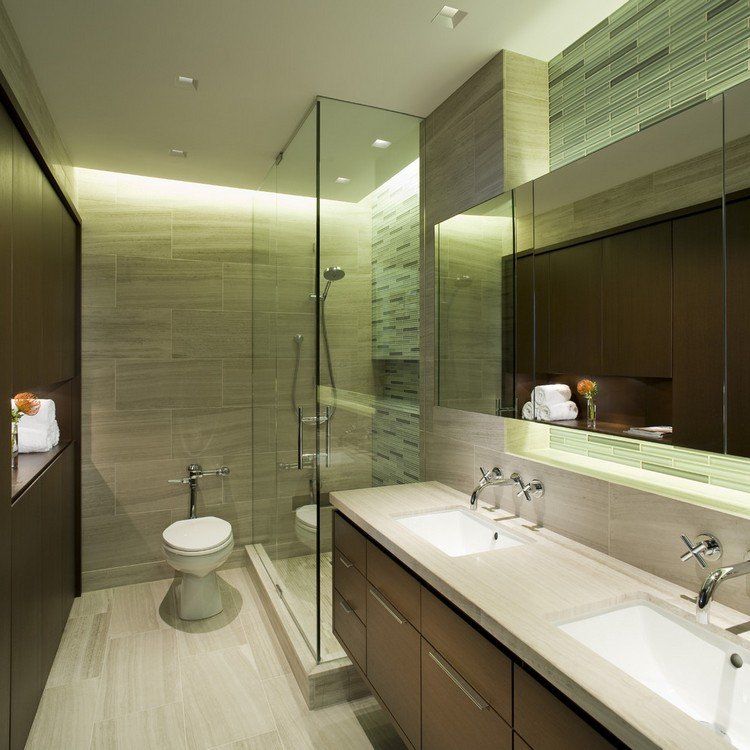 baño moderno azulejos verdes ducha