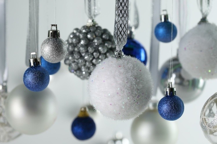 bolas de navidad diseños estilo azules moderno