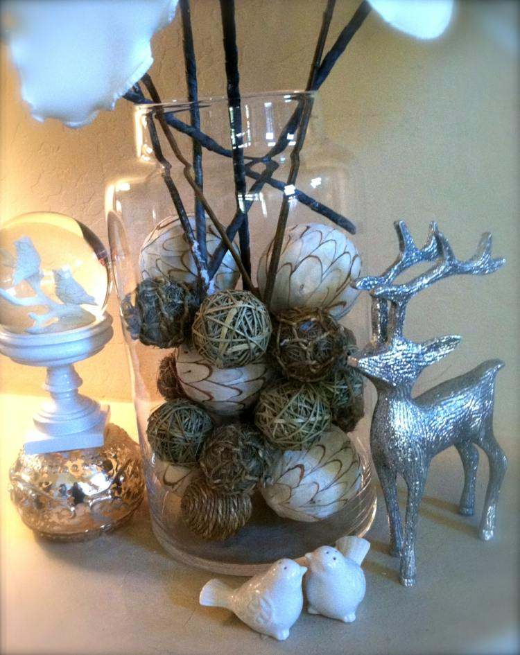 bolas de navidad diseños renos plateado pajaros