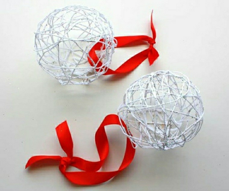 bolas navideñas alambre blanco ideas