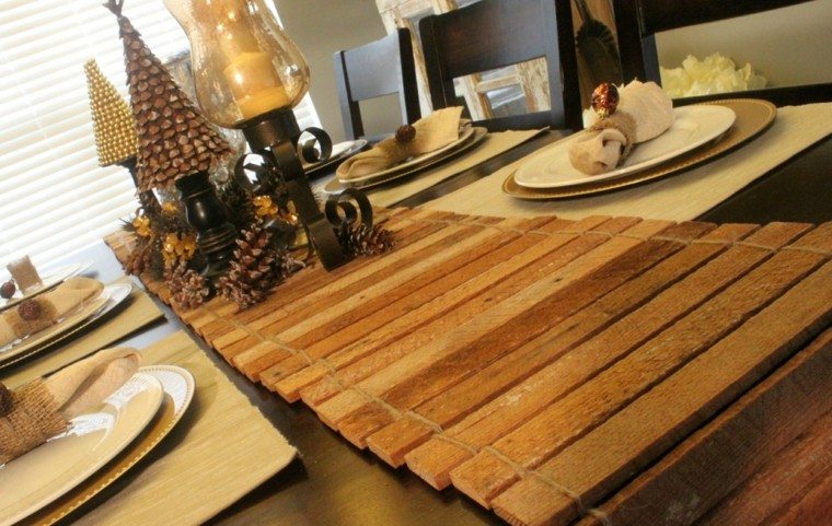 caminos de mesa madera natural centro otono ideas