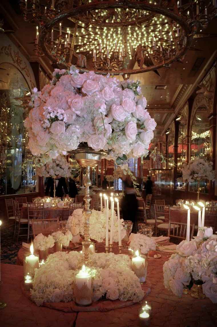 centro lujoso flores blancas boda