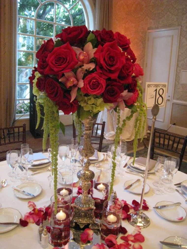 centro mesa boda rosas rojas