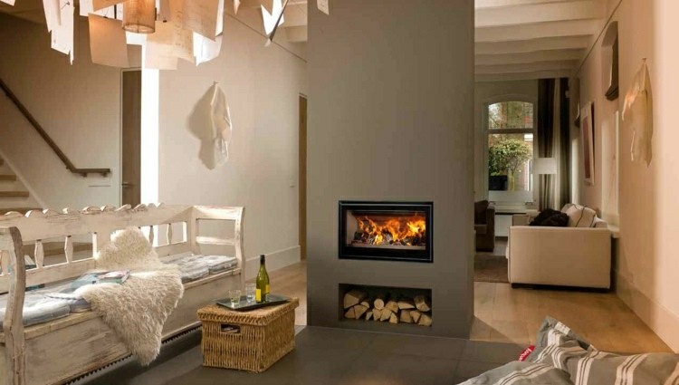 chiemenea moderna calor salon sofa madera ideas